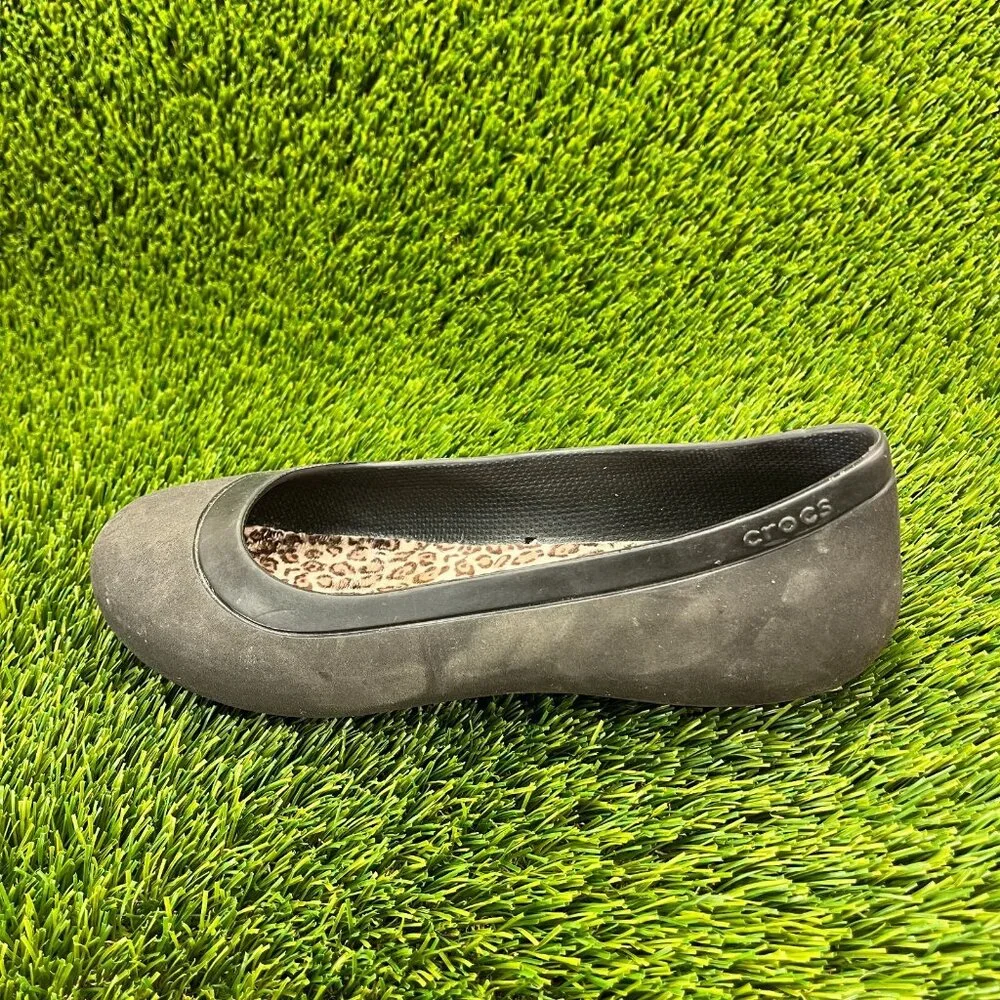 Crocs Mammoth Womens Size 8 Black Casual Walking‎ Slip On Ballet Flats Shoes
